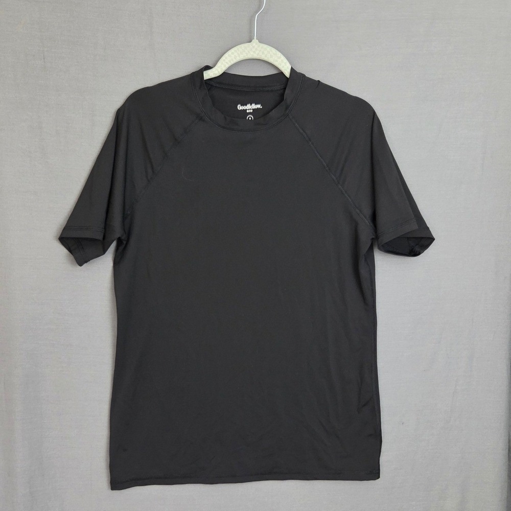 Goodfellow & Co Mens Black Rash Guard Swim Shirt Slim‎ Fit Short Sleeve Medium